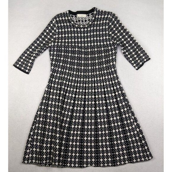 ELODIE - WOMEN'S BLACK & WHITE PRINT SWEATER DRESS - SIZE M - Picture 1 of 6